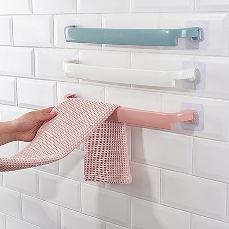 [Chinatera] Punch Free Wall Mounted Towel Rack Self Adhesive Hanging Towel Hanger Bathroom Towel Rail Rack